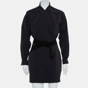 Norisol Ferrari Black Synthetic Paneled Belted Mini Dress M